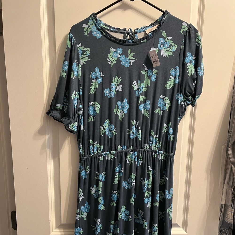 Loft grey floral dress